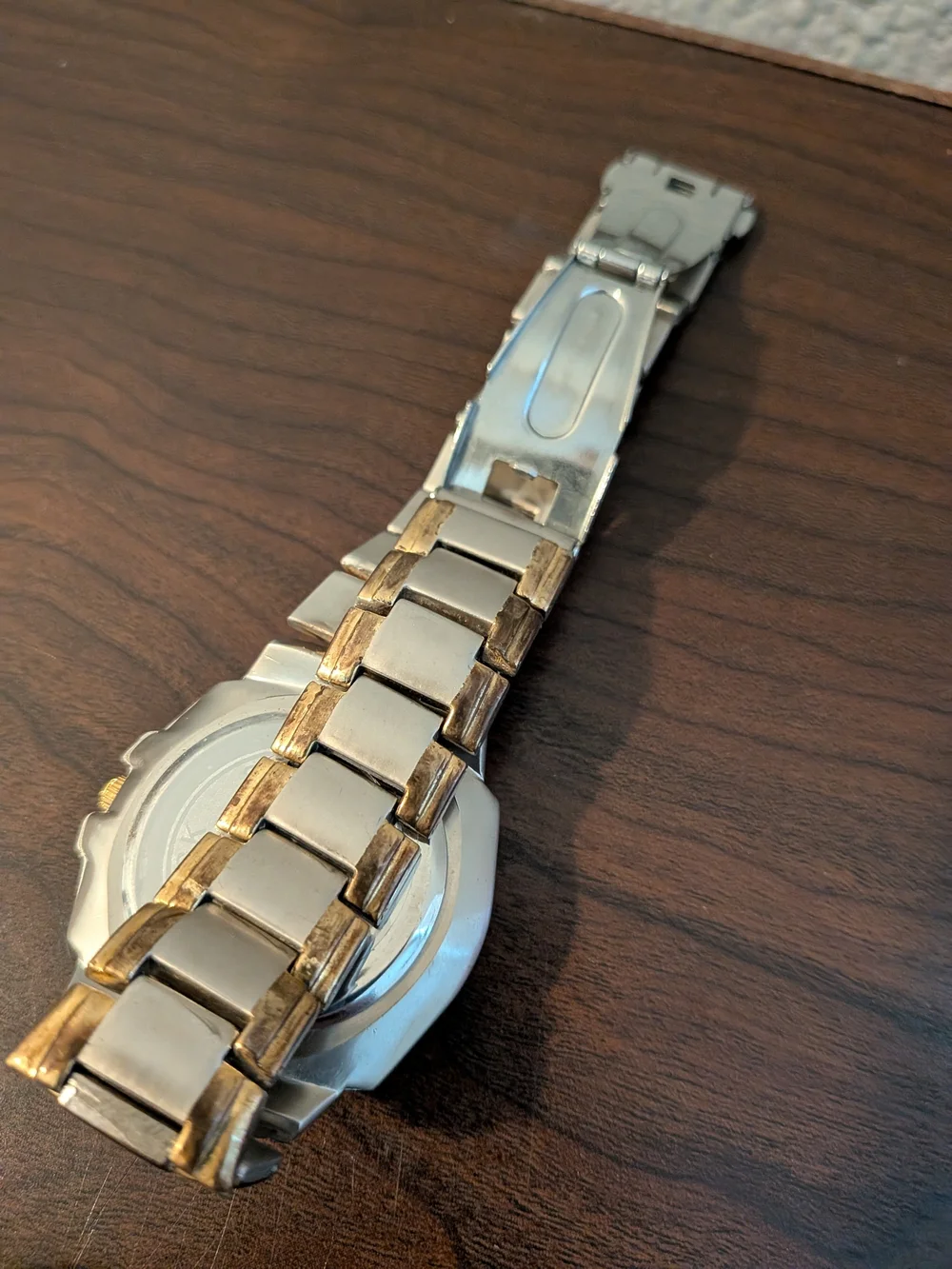 Two-Tone Stainless Steel Watch with Gold Accents (Needs New Battery And Flaws)